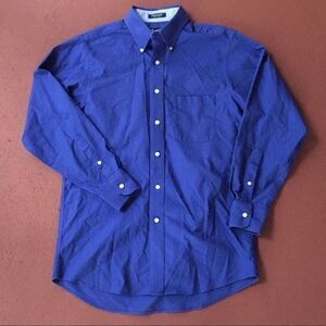 Chaps Men's Long Sleeve Button Up Shirt Blue‎ Pocket Shirttail Hem Size Medium